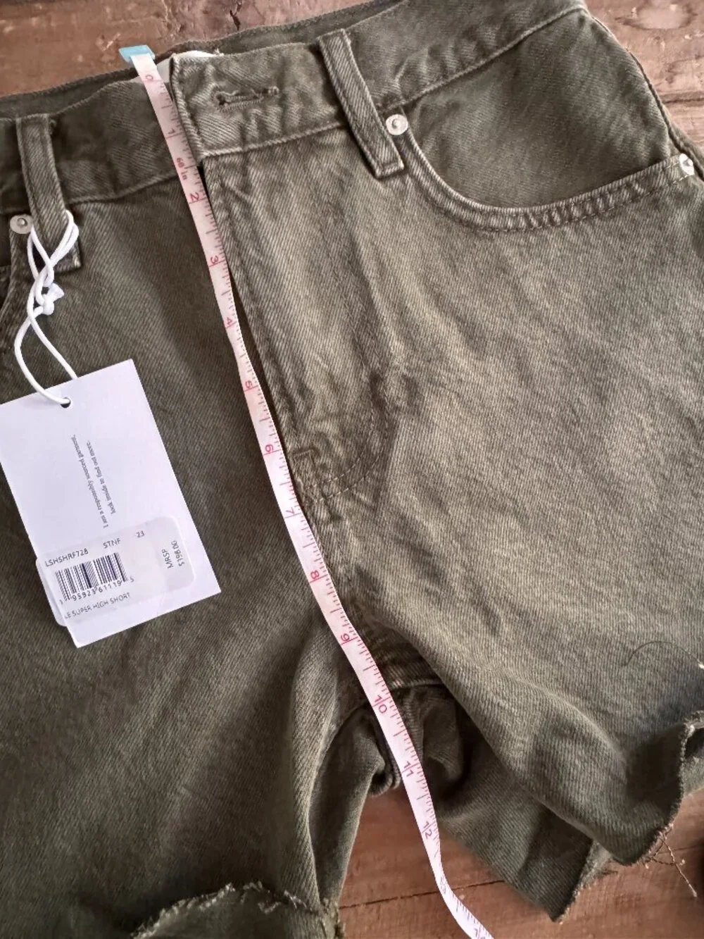 Frame Le Super High Cutoff Shorts — Army Green | Size 23 | NWT | Never Worn